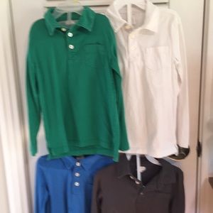 Four long sleeve CrewCuts polo shirts sz 4-5t